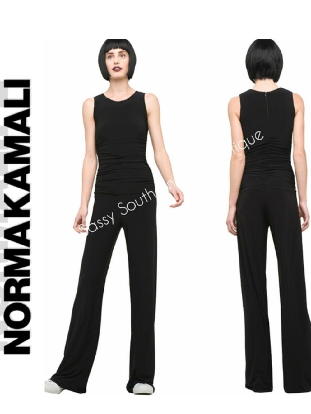🆕⭐ Norma Kamali black shirred waist jumpsuit